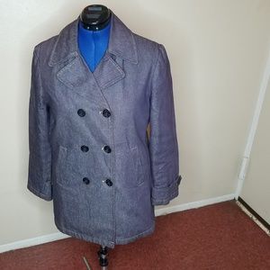 Denim Double Breasted Peacoat